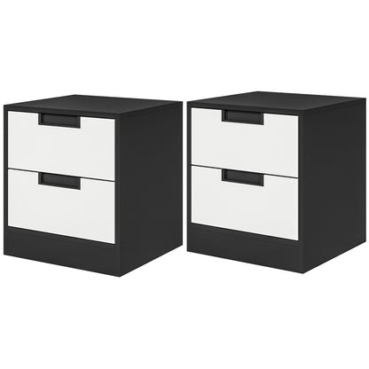 Set of Two Monochrome Two-Drawer Bedside Tables-0