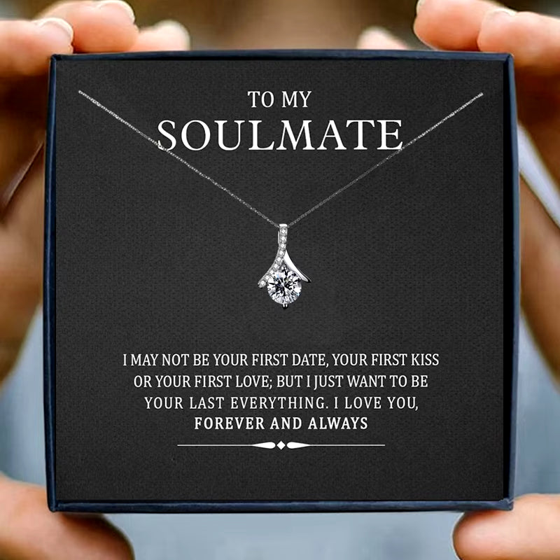 Gift for Wife Necklace Husband Fashion Crystal Necklace Femal Soulmate Pendant Necklaces Girl Jewelry Christmas Birthday Gifts