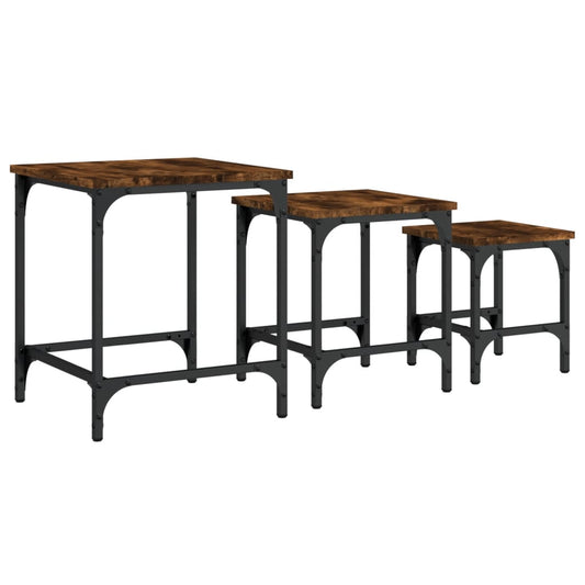 vidaXL Nesting Coffee Tables Accent Desk Furniture Set of 3 Engineered Wood-0