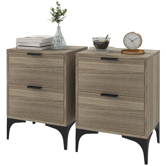 Set of Two Wood Effect Bedside Tables-0