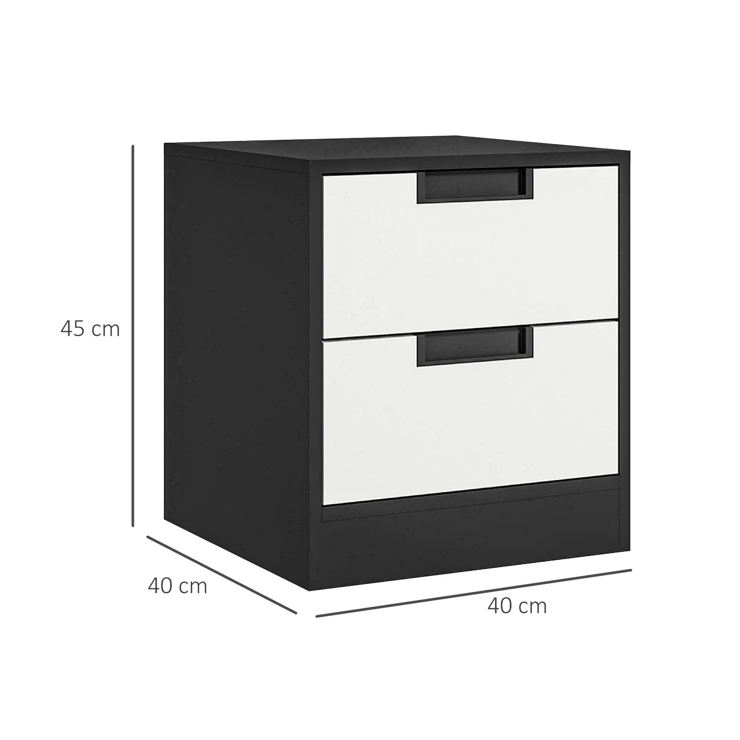 Set of Two Monochrome Two-Drawer Bedside Tables-2