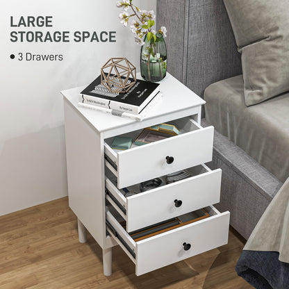 Set of Two Three-Drawer Modern Bedside Tables - White-3