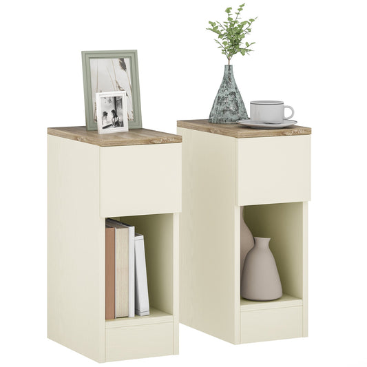 Set of Two Modern Storage Bedside Tables - White-0